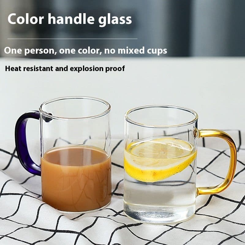 image-Glass Handle Water Cup Household Heat-resistant Breakfast Cup
