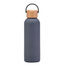 image-500ml Small Mouth Vacuum Cup Portable Handle Bamboo Wood Cover Water Cup Water Bottle