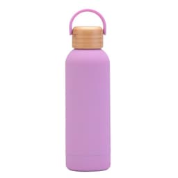 image-500ml Small Mouth Vacuum Cup Portable Handle Bamboo Wood Cover Water Cup Water Bottle
