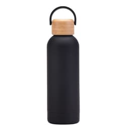 image-500ml Small Mouth Vacuum Cup Portable Handle Bamboo Wood Cover Water Cup Water Bottle