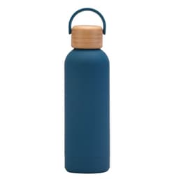image-500ml Small Mouth Vacuum Cup Portable Handle Bamboo Wood Cover Water Cup Water Bottle