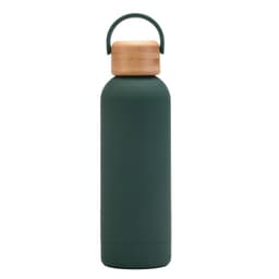 image-500ml Small Mouth Vacuum Cup Portable Handle Bamboo Wood Cover Water Cup Water Bottle