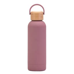 image-500ml Small Mouth Vacuum Cup Portable Handle Bamboo Wood Cover Water Cup Water Bottle