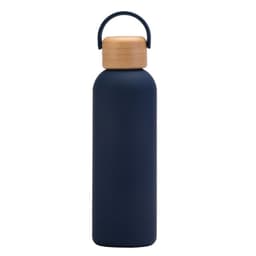image-500ml Small Mouth Vacuum Cup Portable Handle Bamboo Wood Cover Water Cup Water Bottle