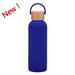image-500ml Small Mouth Vacuum Cup Portable Handle Bamboo Wood Cover Water Cup Water Bottle