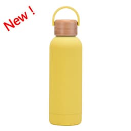 image-500ml Small Mouth Vacuum Cup Portable Handle Bamboo Wood Cover Water Cup Water Bottle