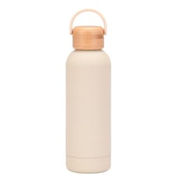 image-500ml Small Mouth Vacuum Cup Portable Handle Bamboo Wood Cover Water Cup Water Bottle