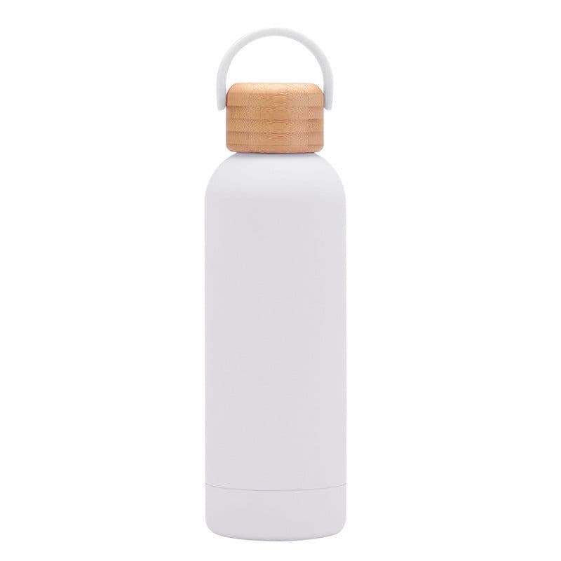 image-500ml Small Mouth Vacuum Cup Portable Handle Bamboo Wood Cover Water Cup Water Bottle