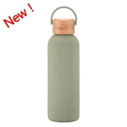 image-500ml Small Mouth Vacuum Cup Portable Handle Bamboo Wood Cover Water Cup Water Bottle