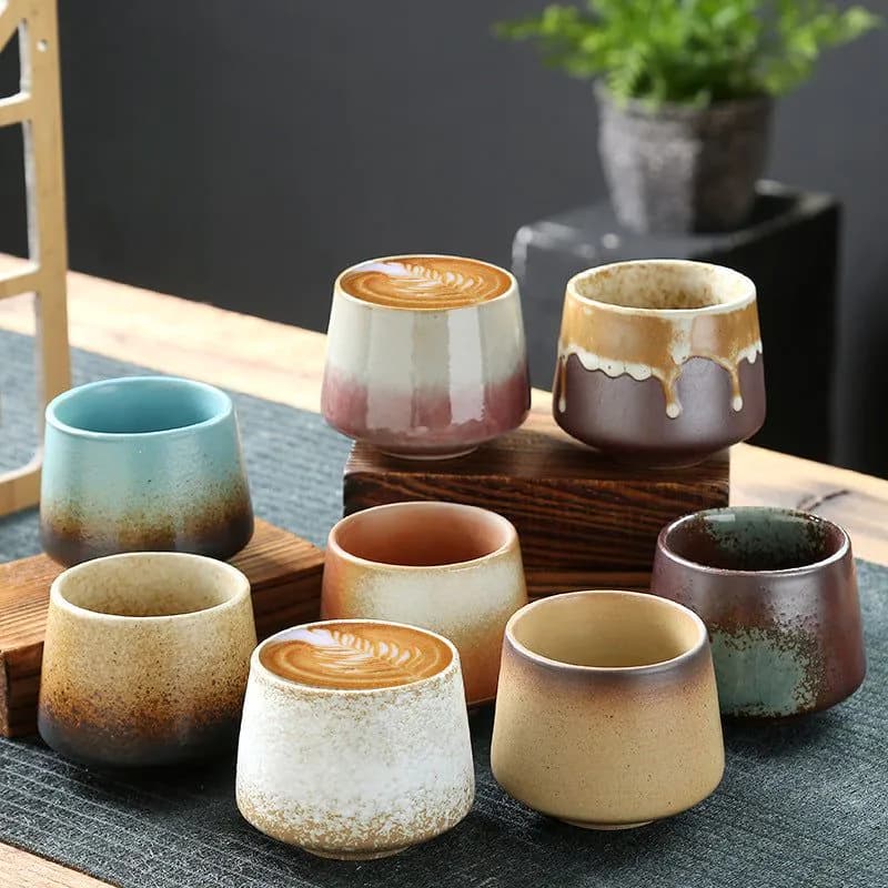 image-Ceramic Cup Retro Stoneware Coffee Cup Household Drinking Water Single Cup Stove Tea Cup