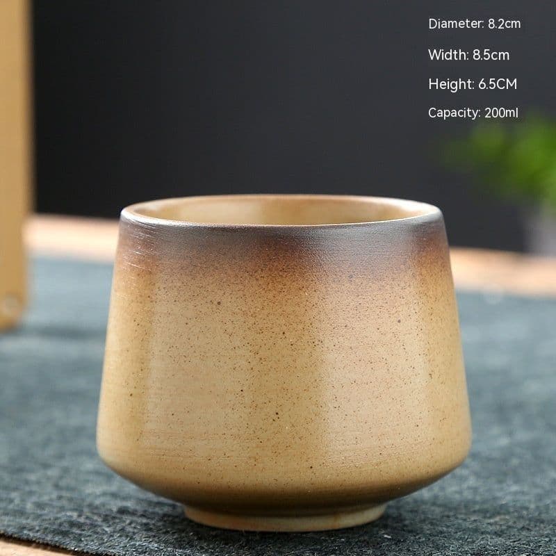image-Ceramic Cup Retro Stoneware Coffee Cup Household Drinking Water Single Cup Stove Tea Cup