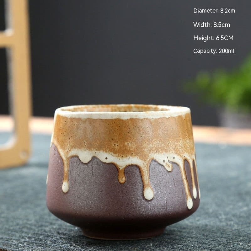 image-Ceramic Cup Retro Stoneware Coffee Cup Household Drinking Water Single Cup Stove Tea Cup