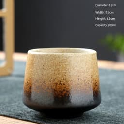 image-Ceramic Cup Retro Stoneware Coffee Cup Household Drinking Water Single Cup Stove Tea Cup