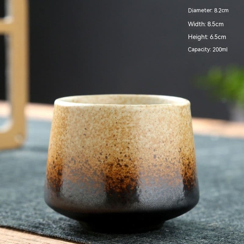 image-Ceramic Cup Retro Stoneware Coffee Cup Household Drinking Water Single Cup Stove Tea Cup