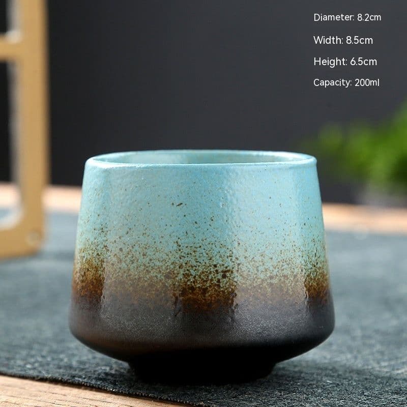 image-Ceramic Cup Retro Stoneware Coffee Cup Household Drinking Water Single Cup Stove Tea Cup