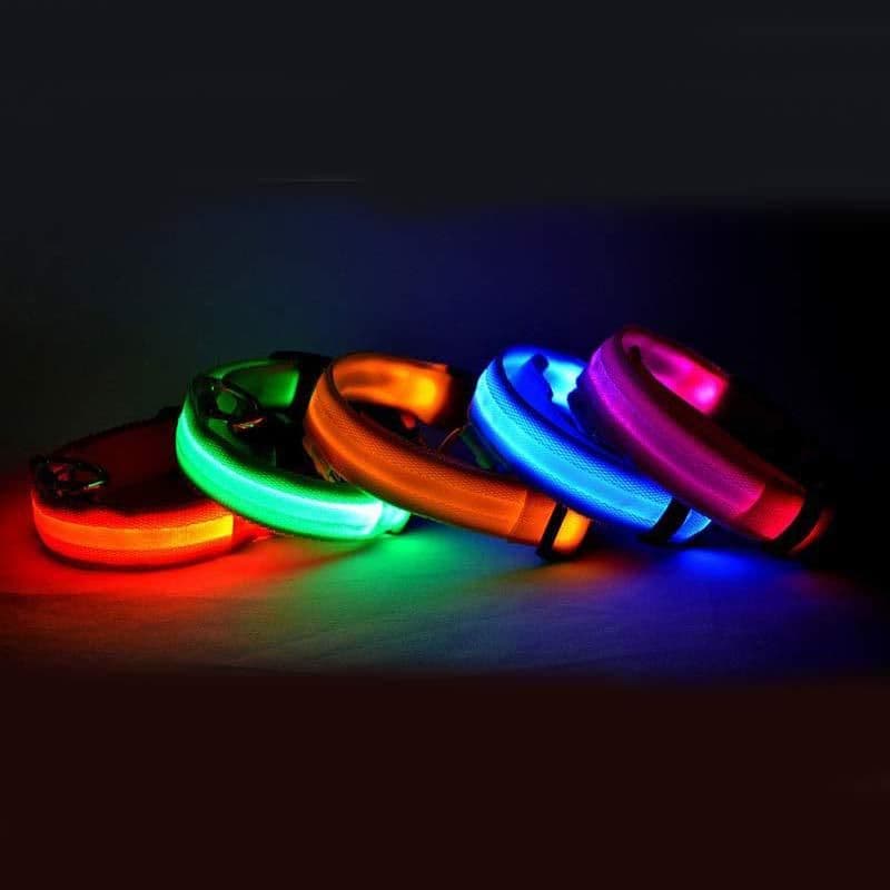 image-Nylon LED Pet Dog Luminous Collar Night Safety Flashing Glow in Dark Dog Cat Leash Adjustable Pet Supplies