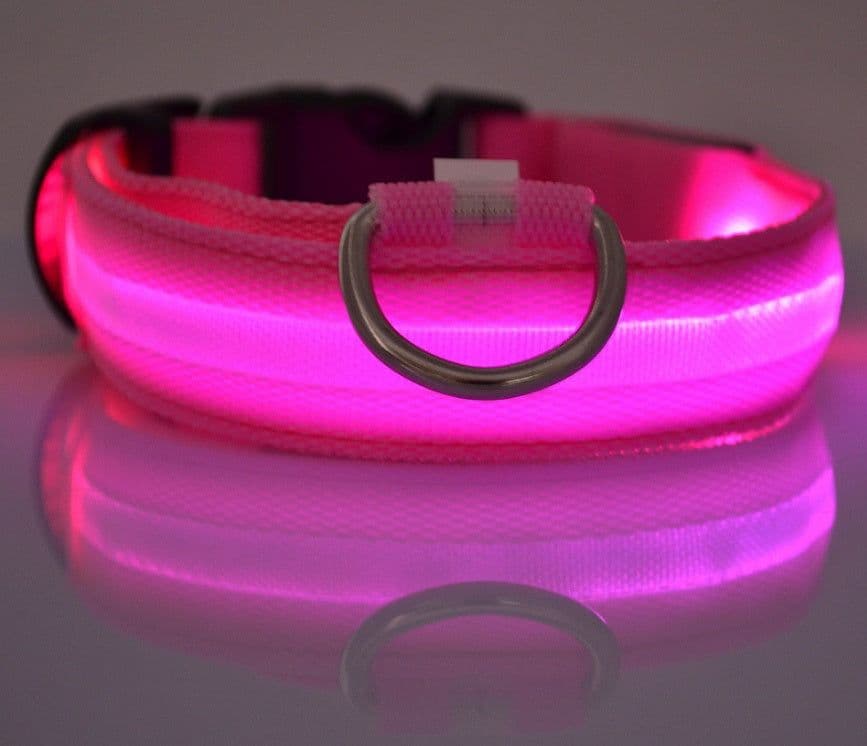 image-Nylon LED Pet Dog Luminous Collar Night Safety Flashing Glow in Dark Dog Cat Leash Adjustable Pet Supplies