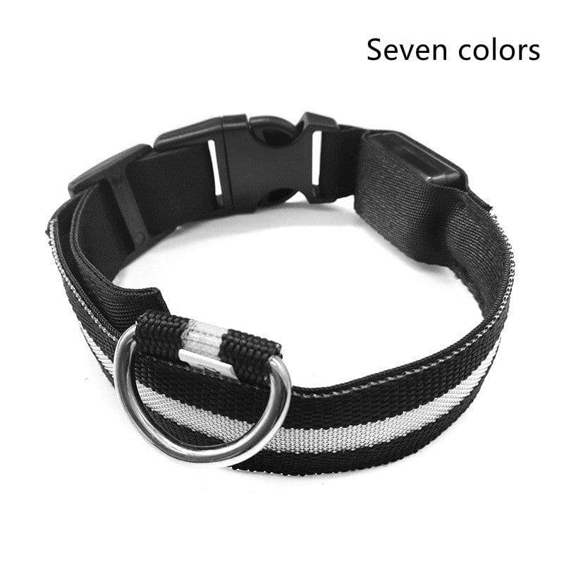 image-Nylon LED Pet Dog Luminous Collar Night Safety Flashing Glow in Dark Dog Cat Leash Adjustable Pet Supplies