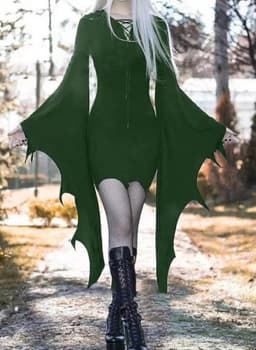 image-Cosplay Medieval Forest Elven Elf Pixie Costume For Women Gothic Vintage Slim Hooded Nienna Dress Halloween Carnival Party Dress