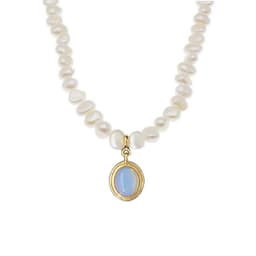 image-Round Medal Pearl Necklace Irregular Pearl