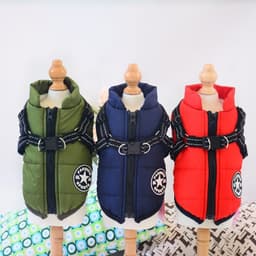 image-Waterproof Dog Clothes Winter Dog Coat With Harness Warm Pet Clothing Big Dog Jacket Chihuahua Labrador Coat Costume