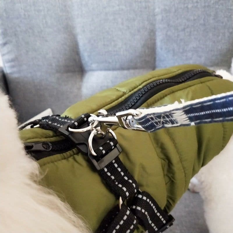 image-Waterproof Dog Clothes Winter Dog Coat With Harness Warm Pet Clothing Big Dog Jacket Chihuahua Labrador Coat Costume