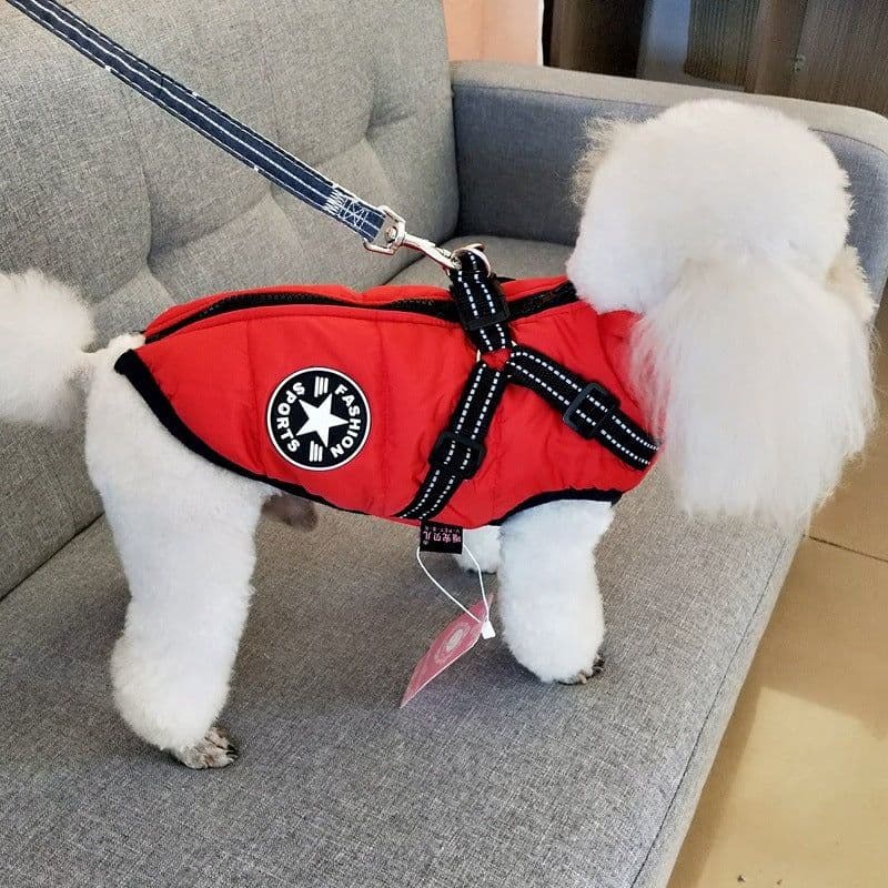 image-Waterproof Dog Clothes Winter Dog Coat With Harness Warm Pet Clothing Big Dog Jacket Chihuahua Labrador Coat Costume