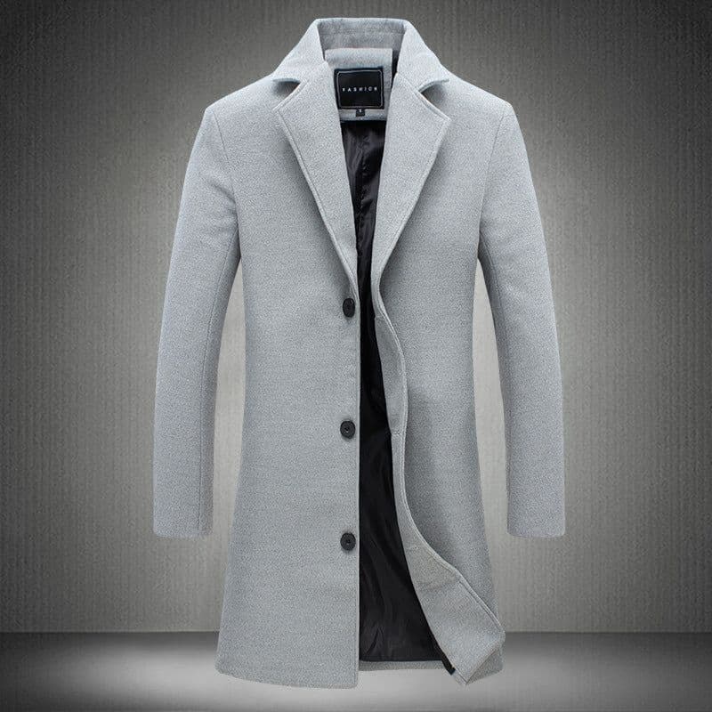 image-Autumn And Winter New Mens Solid Color Casual Business Woolen Coats