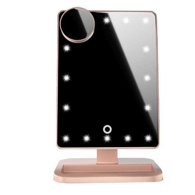 image-Touch Screen Makeup Mirror With 20 LED Light Bluetooth Music Speaker 10X Magnifying Mirrors Lights