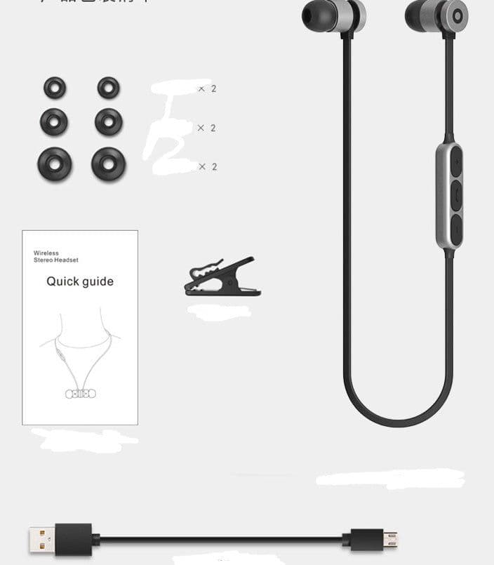 image-Metal magnetic sports Bluetooth headset wireless In-ear neck-mounted music headset gift