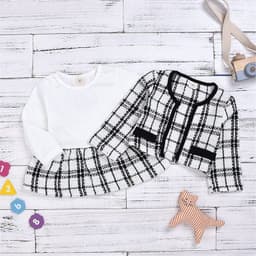 image-Long-sleeved Dresses Two-piece Children's Baby Small Incense Wind Suit