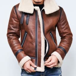 image-Men's Jacket Winter Highneck Warm Fur Liner Lapel Leather Zipper