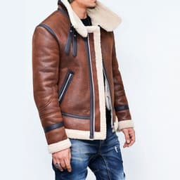 image-Men's Jacket Winter Highneck Warm Fur Liner Lapel Leather Zipper