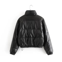 image-Faux leather cotton jacket