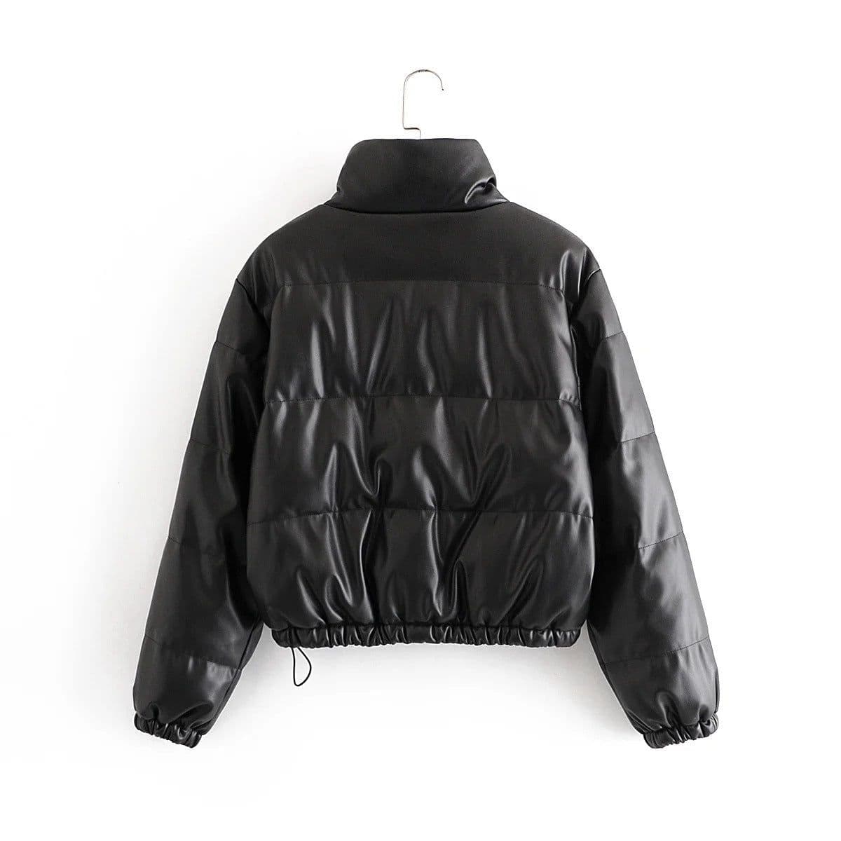 image-Faux leather cotton jacket
