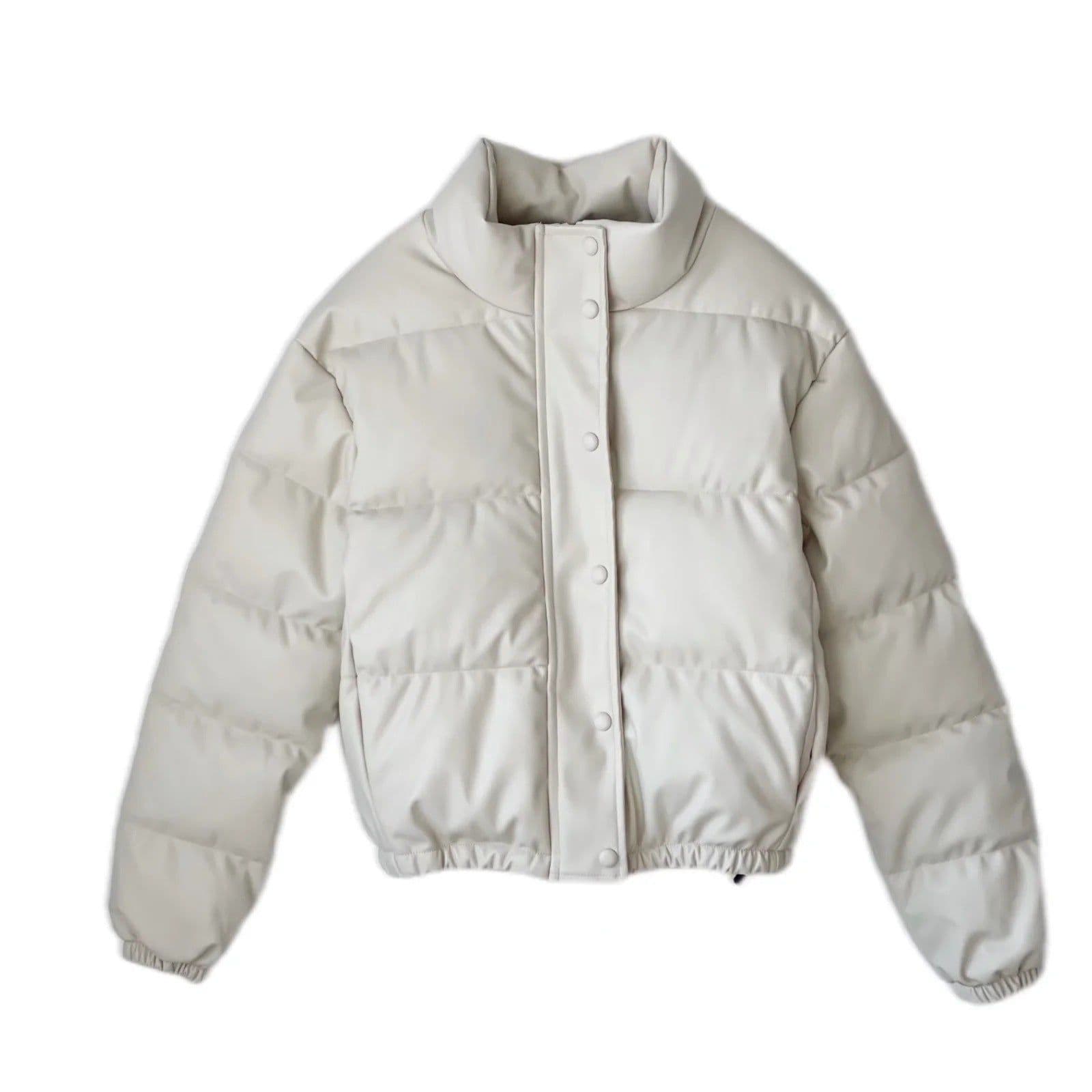 image-Faux leather cotton jacket