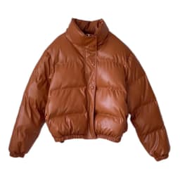 image-Faux leather cotton jacket