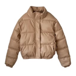 image-Faux leather cotton jacket