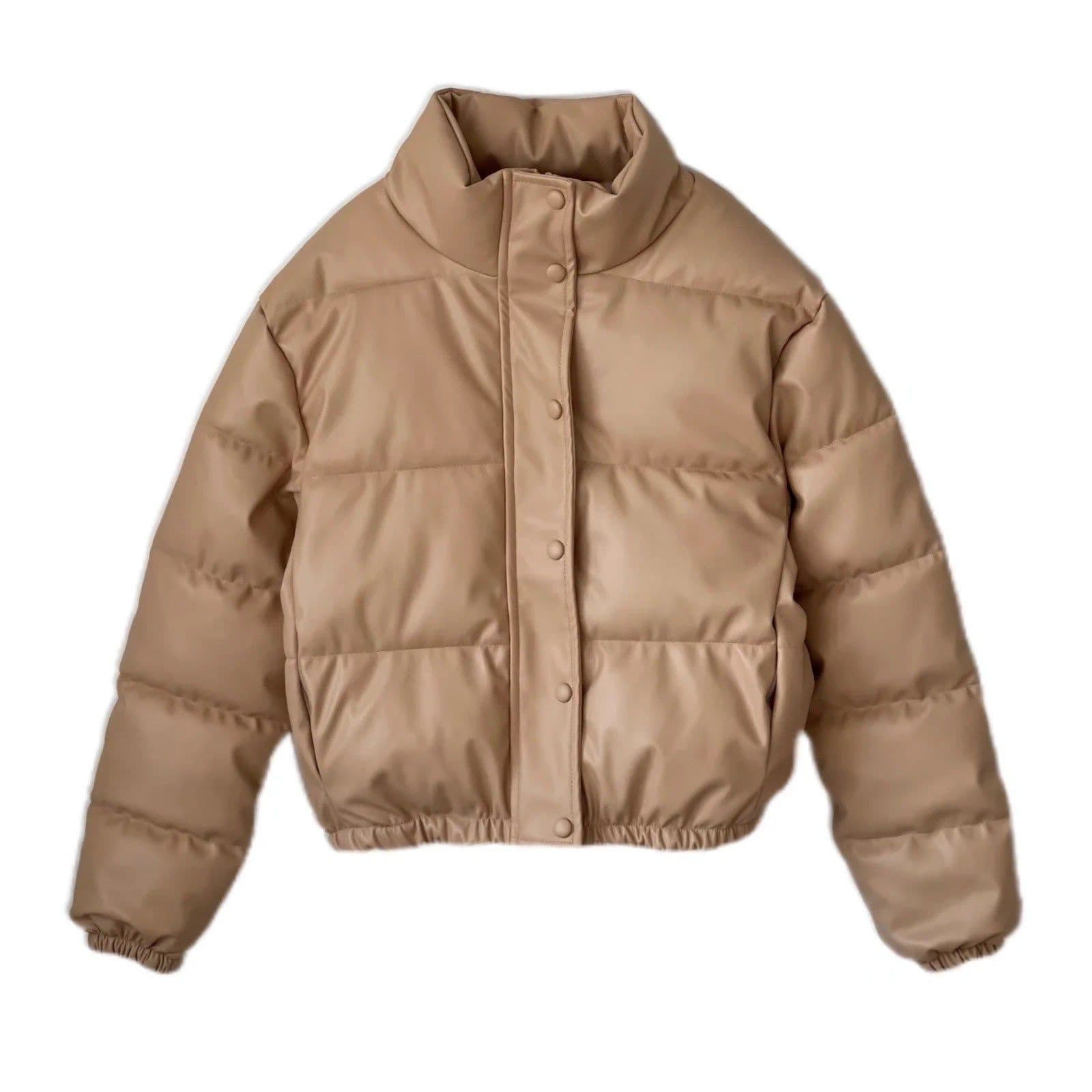 image-Faux leather cotton jacket