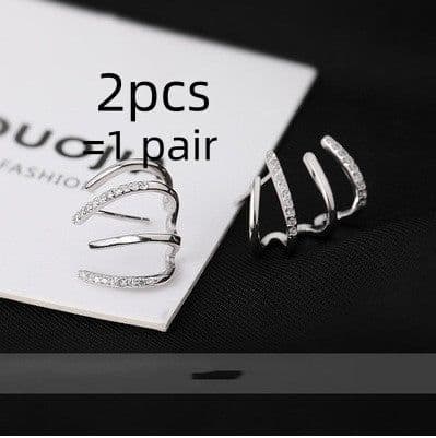 image-S925 Silver Needle Four-prong Zircon Inlaid Earrings