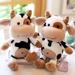 image-Cute Calf Plush Toy - Black & White 70cm