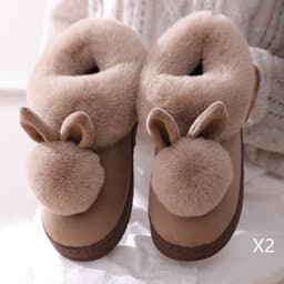 image-Autumn Winter Cotton Slippers Fur Rabbit Home Warm Thick Bottom Indoor Cotton Shoes Womens Slippers Cute Fluffy Cat Slippers