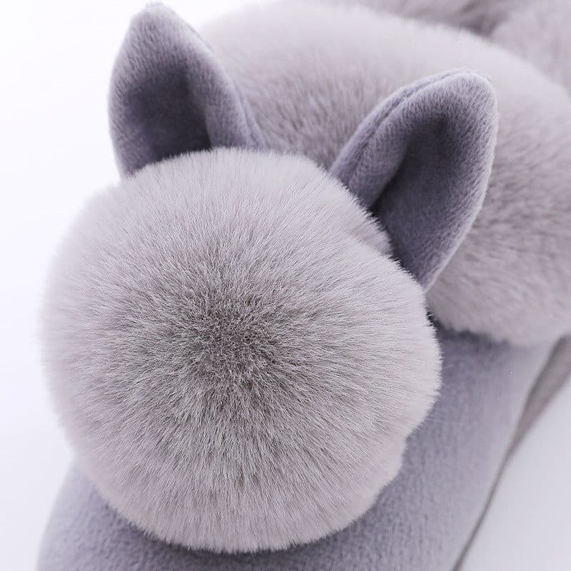 image-Autumn Winter Cotton Slippers Fur Rabbit Home Warm Thick Bottom Indoor Cotton Shoes Womens Slippers Cute Fluffy Cat Slippers