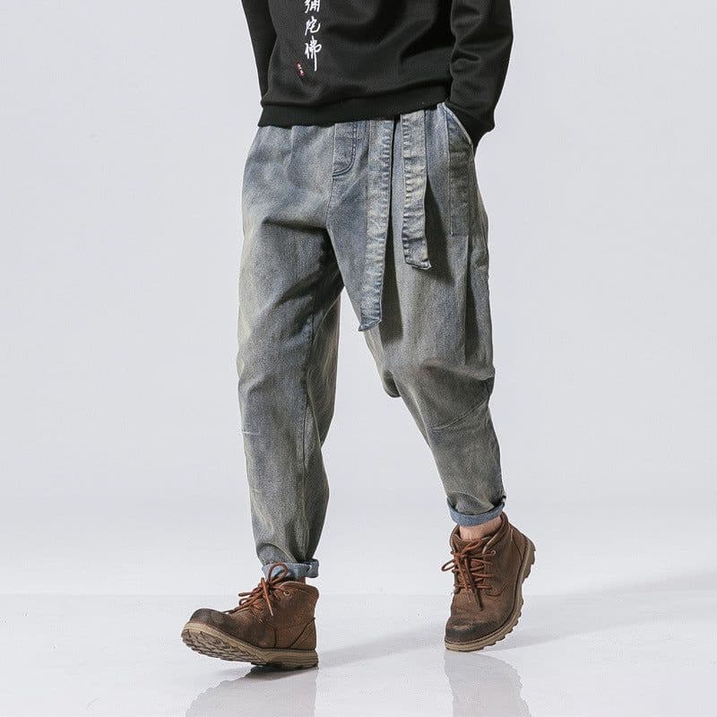 image-New Fashion Punk Stretch Bike Denim Jeans Street Skate HIP HOP Style Loose Trousers
