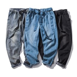 image-New Fashion Punk Stretch Bike Denim Jeans Street Skate HIP HOP Style Loose Trousers
