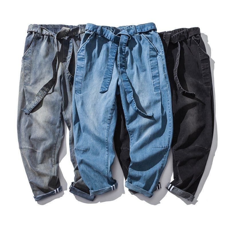 image-New Fashion Punk Stretch Bike Denim Jeans Street Skate HIP HOP Style Loose Trousers
