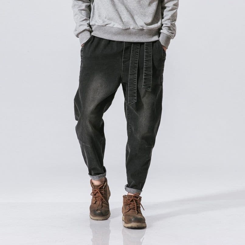 image-New Fashion Punk Stretch Bike Denim Jeans Street Skate HIP HOP Style Loose Trousers