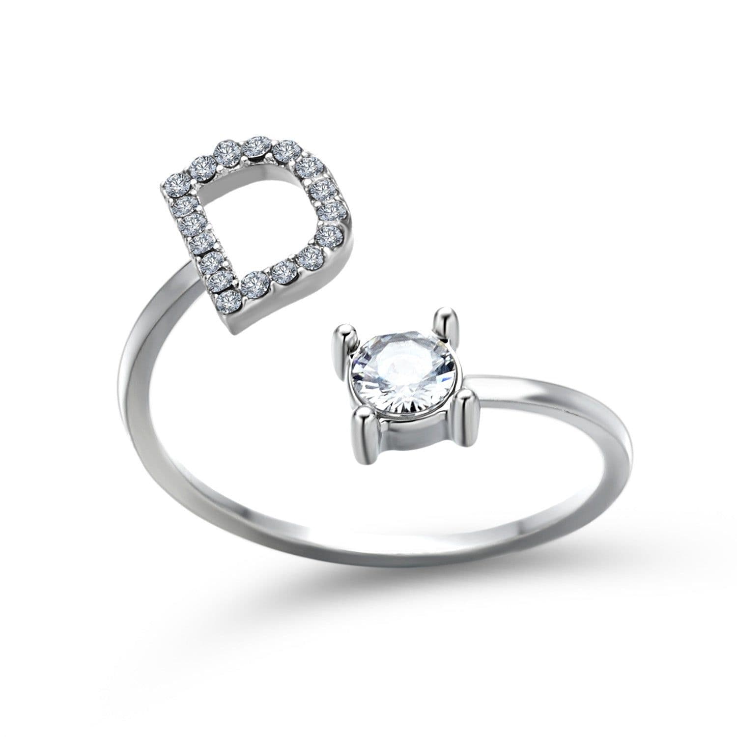image-New Design Adjustable 26 Initial Letter Ring Fashion Jewelry For Women Simple Elegant Jewelry