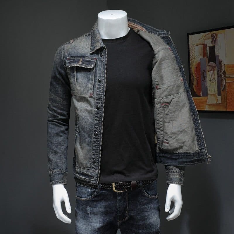 image-Men's Denim Jacket Plus Size Denim Jacket