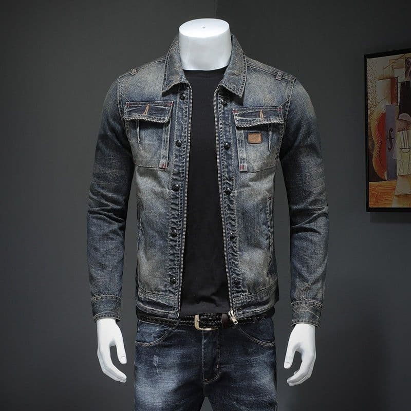 image-Men's Denim Jacket Plus Size Denim Jacket